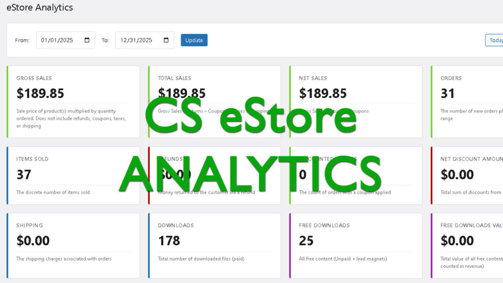 CS eStore Analytics WordPress Plugin